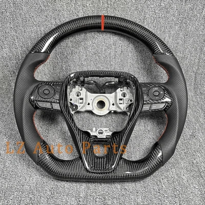 Volante de couro de fibra de carbono faixa vermelha para Toyota Corolla RAV4 2018-2024 - Imagem 1 de 4