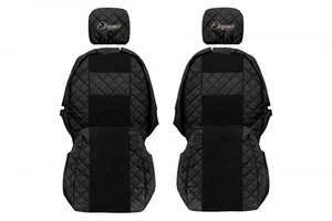 Paire Liners Foderine en Simili Cuir Noir pour Iveco Daily VI De 2015 Au 2023 - Imagen 1 de 6