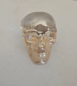 Massiver Kristall Totenkopf hell bernsteinfarben Briefbeschwerer - Bild 1 von 7