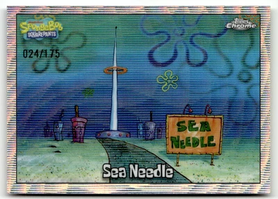Topps SpongeBob Chrome 2025 No. 133 Sea Needle Silver Wave Refractor 24/175 - Image 1 of 2