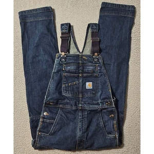 Carhartt Rugged Flex Denim Bib Overalls Men 32x34 Double Knee Carpenter 103322 - Picture 1 of 7