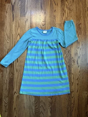 Vestido de algodón manga larga Hanna Andersson - Talla 140 (10 años) - Rayas verdes y azules  Foto 1 de 4