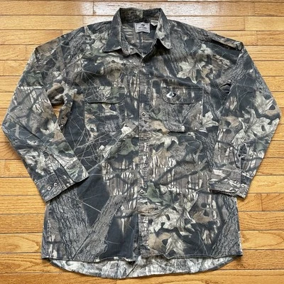 Vintage Mens XL Camo BUTTON DOWN Shirt Mossy Oak Forest Camo Outdoor RUGGED - Image 1 of 4