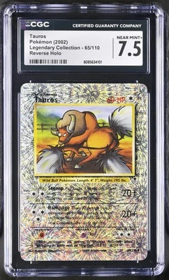 POKEMON CGC 7.5 Tauros 65/110 2002 Legendary Collection Uncommon Reverse Holo - Image 1 of 3