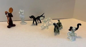 Mascotas Perros Gatos Estatuilla de Vidrio Juego de 6 piezas Hecho a Mano Fabricante de Rusia Desconocido Nuevo de Lote Antiguo - Imagen 1 de 7