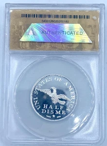 2015 1792 1st Coin Struck Half Disme Pattern Silver Medal ANACS PR 69 DCAM - Picture 1 of 2