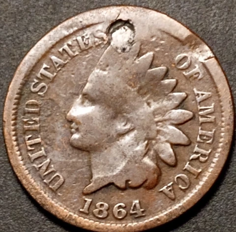 1864-L (DIE CLASH/RPD) INDIAN HEAD! "RARE ERROR"  WOW-FREE SHIPPING! (#7.914) Cover