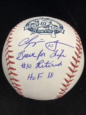 Chipper Jones Signed Retirment Baseball Brave For Life HOF 2018 Braves PSA/DNA - Image 1 of 4