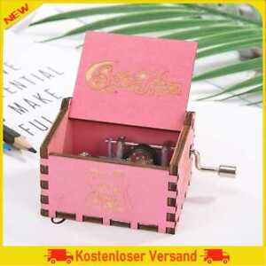 Rzeźbione drewniane ręcznie korbowane pudełko muzyczne ręczne różowe piękno styl dziewczynka prezent urodzinowy