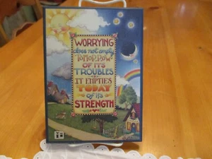 Mary Engelbreit Colorplak WORRYING EMPTIES TODAY STRENGTH Wall Plaque Or Stand - Picture 1 of 7