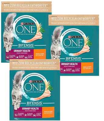 3 x 750 g Purina ONE Urinary Health (€ 10,34/kg) mit Huhn Bifensis Katzenfutter - Bild 1 von 2