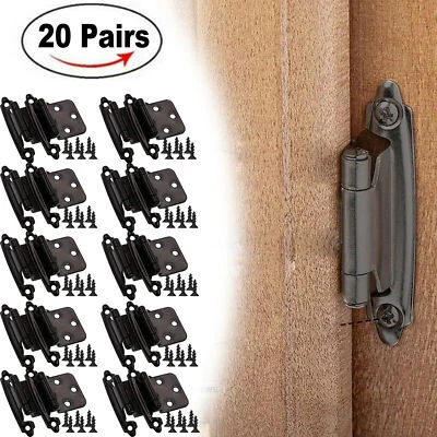 40 Pcs Matte Black Cabinet Hinges Overlay Self Closing for Kitchen Cabinet Door - Image 1 of 4