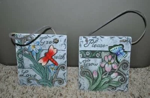 Garden Stones Set of 2 Butterfly 3-D Butterfly Dragonfly Hanging 5x6 NEW - Picture 1 of 6