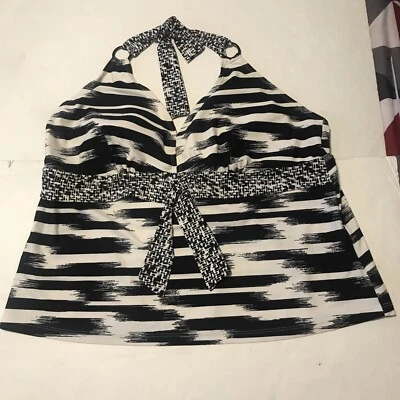 Top de baño Apt 9 talla 20W negro blanco cebra corbata 4160 Foto 1 de 4