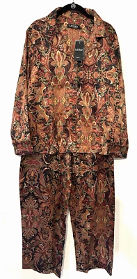 Conjunto de pijama satinado multi cachemira talla grande 1X LAUREN Ralph Lauren para mujer nuevo $84 Foto 1 de 4