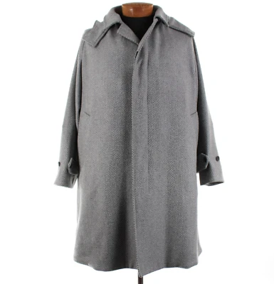 Abrigo con Capucha Caruso Nuevo con Etiquetas Talla 48C (46S EE. UU. 3XL) Ernani Gris Espiga Mezcla de Lana Foto 1 de 4