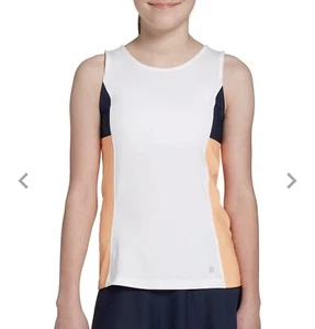 NWT Prince Girls Logo Tennis White, Peach, Navy Tank Top, Size Medium (10-12) - Picture 1 of 5