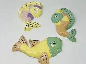 3 Vintage Kitschy Fish Grouping Goldfish Chalkware Wall Decor Decoration Plaques - Picture 1 of 12