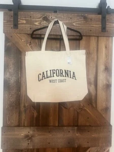 Lightweight Natural Canvas "California West Coast" Tote Bag Forever 21 NWT - Picture 1 of 7