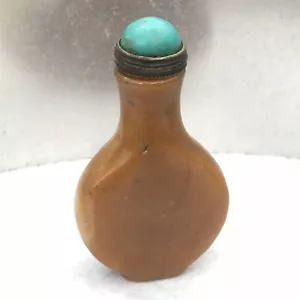 Antique Celadon Turquoise Cap & Russet Jade Jadeite Snuff Bottle - Picture 1 of 5