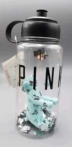 Pink Victoria Secret Water Bottle With Small Blue Puppy With Pink Logo NWT - Picture 1 of 9