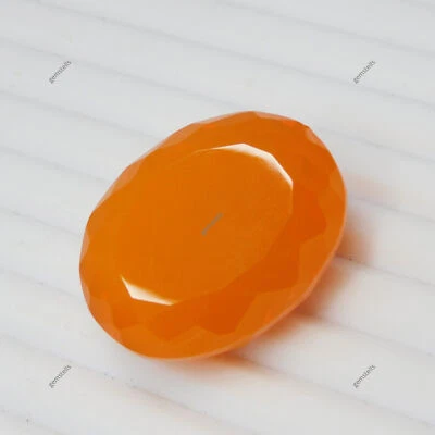 Joia de pedra preciosa solta corte oval topázio laranja criada em laboratório 97,45 quilates certificada - Imagem 1 de 4