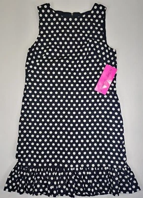 NUEVO Vestido Betsey Johnson sin mangas a lunares para mujer talla 8 nuevo con etiquetas con volantes precio de venta sugerido por el fabricante 128 USD Foto 1 de 4