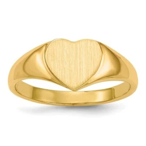 14k Yellow Gold Mens Heart Signet Ring Size 6 (1.89 g) - Picture 1 of 9