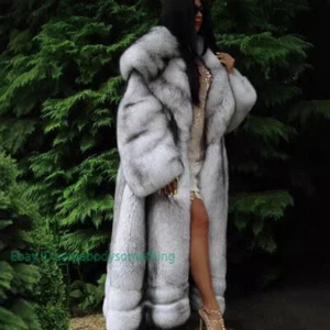 Luxury Women's Faux Fur Coat Long Winter Hooded Warm Thicken Fox Fur Long Coats - Picture 1 of 15