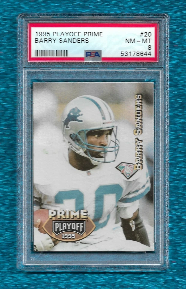 1995 PLAYOFF PRIME #20 BARRY SANDERS PSA 8 NM-MINT POP 1 ONLY 26 HIGHER LIONS - Image 1 of 1