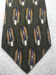 CROFT AND BARROW MENS TIE GREEN WITH GOLD BLUE GRAY WHITE 4 X 59