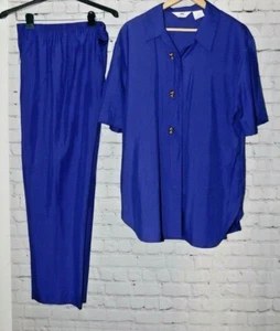 Vtg SGS Studio Sz 14 Blue Pants Shirt  2Pc Set  Casual Work  - Picture 1 of 4