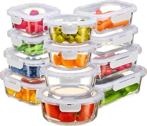 Glass Storage Containers with Lids - Leak Proof, Dishwasher Safe Glass Food - Picture 1 of 7