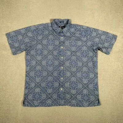 Reyn Spooner Shirt Mens Large Blue Floral Bandana Reverse Print Casual Preppy - Image 1 of 4