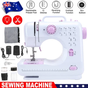 Portable 12 Stitches Electric Sewing Machine Overlock 2 Speeds Foot Pedal Kit OZ - Picture 1 of 12