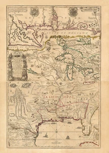 FRANZÖSISCHE KARTE DES FLUSSLAUFS MISSISSIPPI von 1718 - Bild 1 von 2