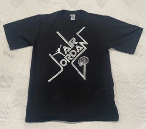 RARE NIKE AIR JORDAN T-SHIRT BLACK GRAY LABEL YOUTH L BASKETBALL - Picture 1 of 7