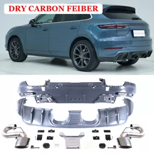 Labio difusor trasero seco de fibra de carbono 2019-2023 para Porsche Cayenne Turbo GT - Imagen 1 de 5