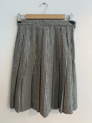 Vintage Stephanie Andrews Houndstooth Pleated Wool Blend Skirt Women’s Size 6 - Image 1 of 4