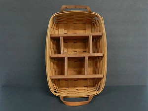 LONGABERGER BASKETS HANDWOVEN 1989 LARGE WALL HANG BASKET WITH WOOD INSERT SHELF - Picture 1 of 6