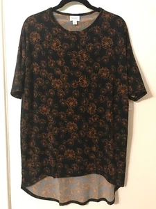 Camisa LULAROE Irma XS Top Fuegos Artificiales Ráfagas Dientes de León Negra Cobre Marrón Nueva con Etiquetas - Imagen 1 de 6