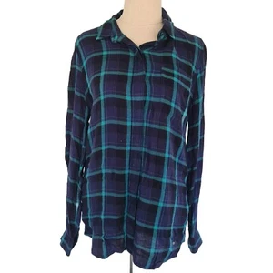 Superdry Womens Plaid Flannelette Long Sleeve Button Up Shirt Size S Blue Green - Picture 1 of 6
