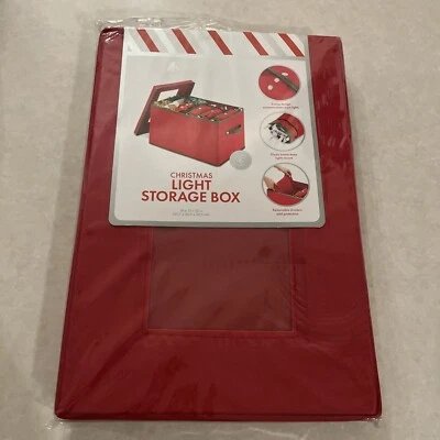 Коробка для хранения рождественского света WHITMOR 18x12x12 красная с 6 обертками и разделителями 🌺 НОВАЯ - Изображение 1 из 4