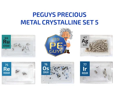 Iridio Osmio Renio +++ Juego de 5 cristales de metal azulejos elementos periódicos raros  Foto 1 de 4