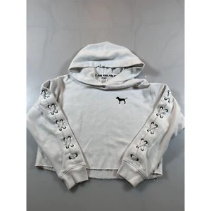 Sudadera con Capucha Victorias Secret's Rosa Blanco XS Mangas con Cordones Top Corto VER NOTAS - Imagen 1 de 12