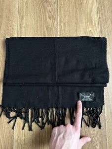 Vintage Christian Dior Cashmaire Black Scarf  100% Acrylic Made In England - Picture 1 of 7