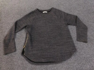 Vince Sweater Womens Small Gray pullover zip slit stretch knit - Picture 1 of 11