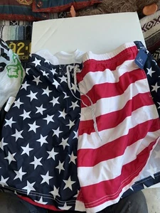 NWT！FADED GLORY AMERICAN FLAG Men’s Swim Trunks Board Shorts 3XL  3XG 48-50 New - Picture 1 of 4