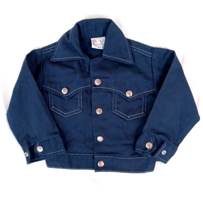 Vintage 50s Billy the Kid Western Jacket Boy Denim Blue Permanent Press 3T 4T - Image 1 of 4