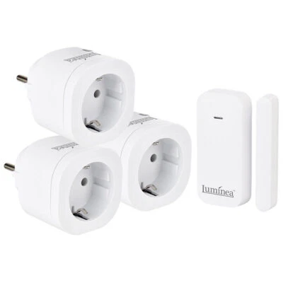 Luminea 3 Funk-Steckdosen mit Tür- & Fenstersensor für automatische Schaltung - Bild 1 von 4